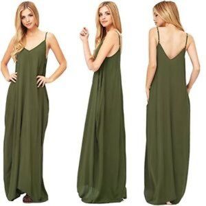 Love Stitch Women's Light Linen Simple Maxi Dress